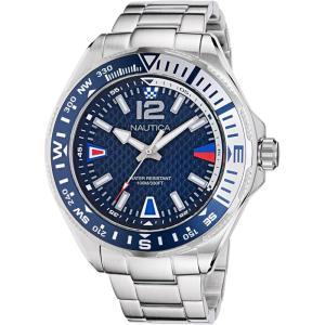 Nautica Men’s Clearwater Beach Watch(Silver/Blue/Stainless Steel)