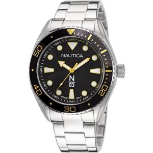 Nautica Men’s Finn World Watch(Silver/Black/Silver)