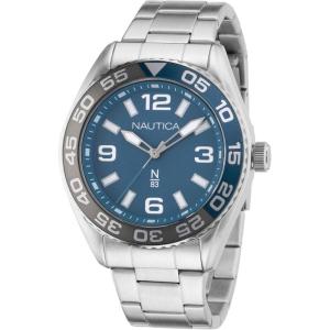 Nautica Men’s Finn World Watch(Silver/Light Blue/Silver)