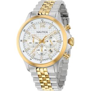 Nautica Men’s NCT Blue Ocean Chronograph Watch(Gold-Silver/White/Gold-Silver)