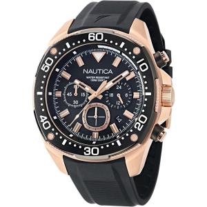 Nautica Men’s NCT Blue Sail Chronograph Watch(Black/Black/Rose Gold)
