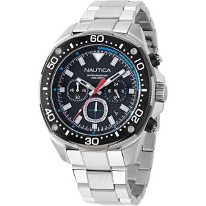 Nautica Men’s NCT Blue Sail Chronograph Watch(Silver/Black/Silver)