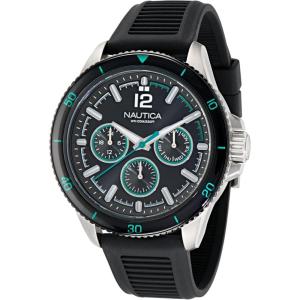 Nautica Men’s NCT Windrose 46mm Watch(Black/Black Green/Silver)