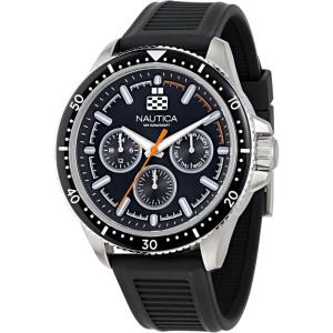 Nautica Men’s NCT Windrose 46mm Watch(Black/Black/Silver)