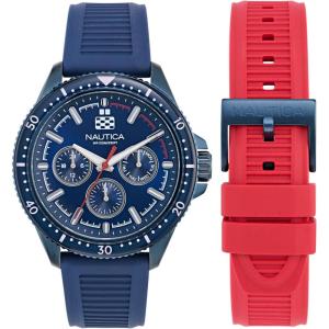 Nautica Men’s NCT Windrose 46mm Watch(Blue-Red/Blue/Blue)