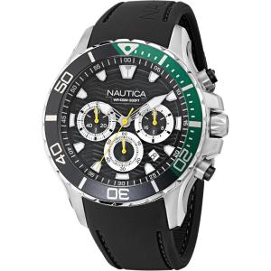 Nautica Men’s NST Chronograph 44mm Watch(Black/Black/Silver)