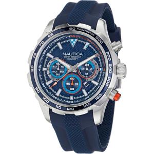 Nautica Men’s NST Chronograph 46mm Watch(Blue Silicone/Blue/Silver)