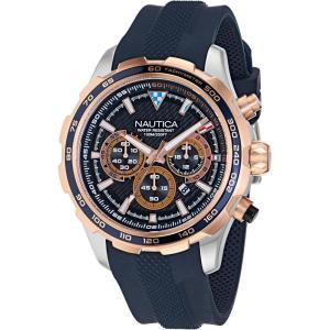 Nautica Men’s NST Chronograph 46mm Watch(Navy Blue/Blue/Rose Gold)