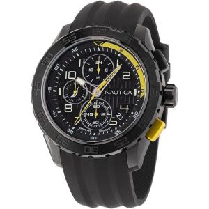 Nautica Men’s NST Chronograph 47mm Watch(Black Silicone/Black/IP Black)