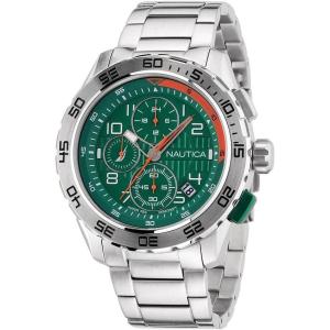 Nautica Men’s NST Chronograph 47mm Watch(Silver/Green/Silver)