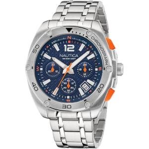 Nautica Men’s Tin Can Bay Watch(Silver/Blue/Silver)