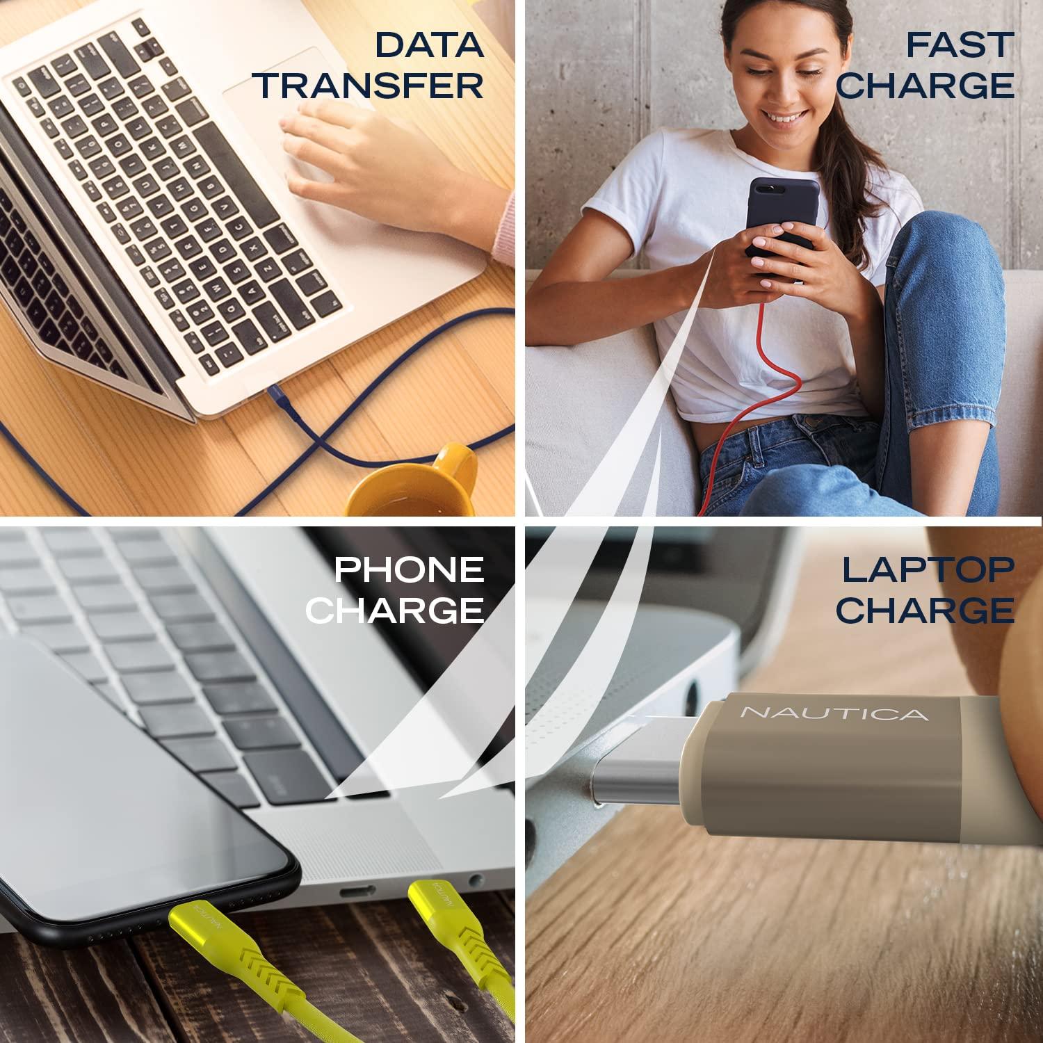 imageNautica TypeC to TypeC Cable USBC to USBC Fast Charging Cable with 65W Power Delivery amp 480Mbps Data Transfer Compatible for Google Pixel Samsung and Apple Devices and More 4FT REDRed