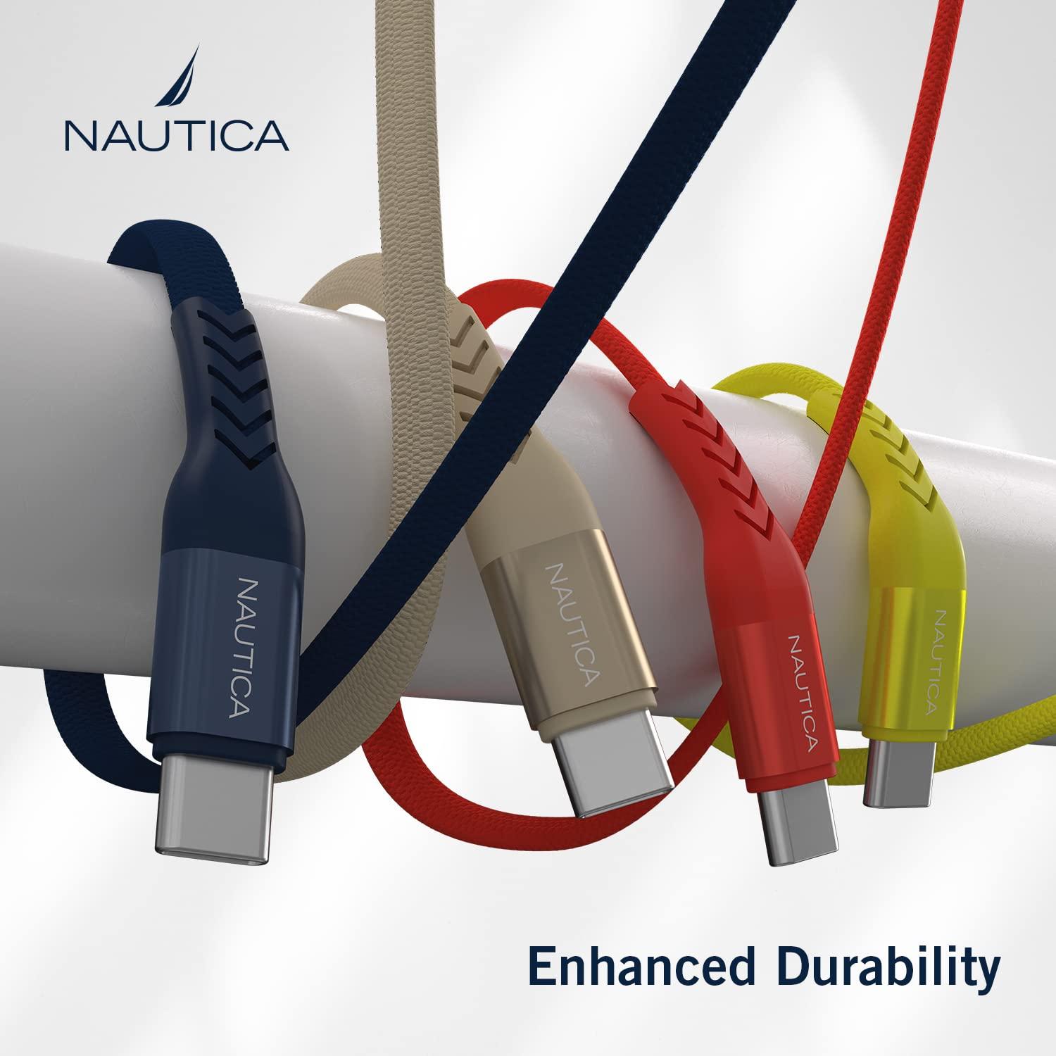 imageNautica TypeC to TypeC Cable USBC to USBC Fast Charging Cable with 65W Power Delivery amp 480Mbps Data Transfer Compatible for Google Pixel Samsung and Apple Devices and More 4FT REDYellow