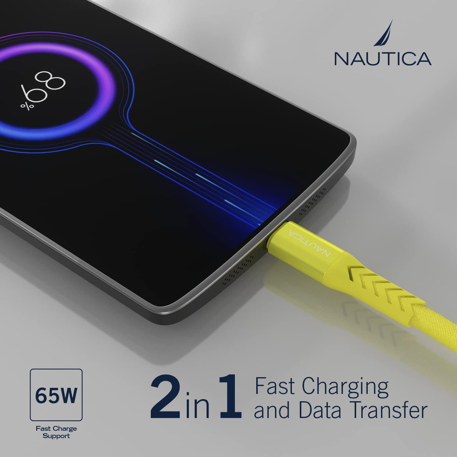 imageNautica TypeC to TypeC Cable USBC to USBC Fast Charging Cable with 65W Power Delivery amp 480Mbps Data Transfer Compatible for Google Pixel Samsung and Apple Devices and More 4FT REDYellow