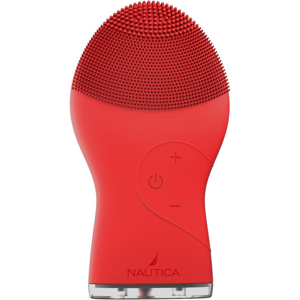 imageNautica PC120 Facial Cleansing Brush Made with UltraHygienic Soft Silicone Waterproof Rechargeable Vibrating Face Exfoliator Scrub Brush with Sonic Technology for Men amp Women Summer SunDancing Red