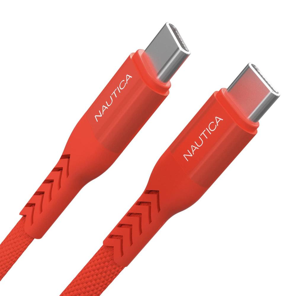 imageNautica TypeC to TypeC Cable USBC to USBC Fast Charging Cable with 65W Power Delivery amp 480Mbps Data Transfer Compatible for Google Pixel Samsung and Apple Devices and More 4FT REDRed