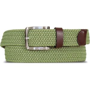 Nautica Men’s Casual Leather Belt | Everyday | Classic | Pants | Jeans | Khakis | Chinos | Metal Buckle(Braided Webbing – Moss)