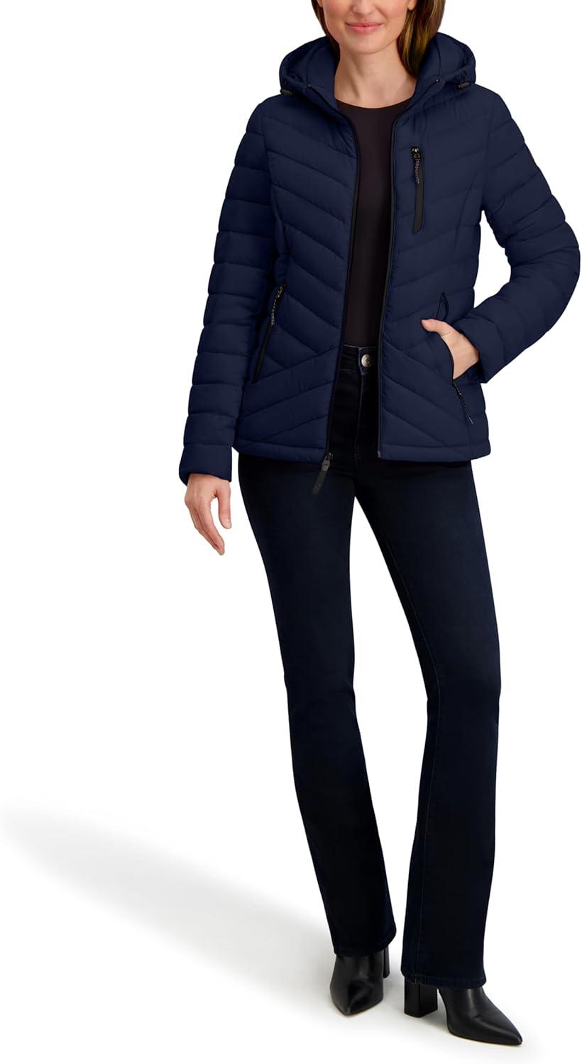 imageNautica Womens Chevron Puffer JacketNavy Seas