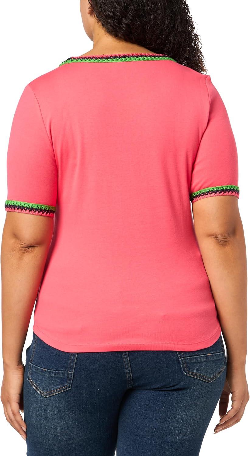 imageNautica Womens Cotton Short Sleeve Solid Knit TopRouge