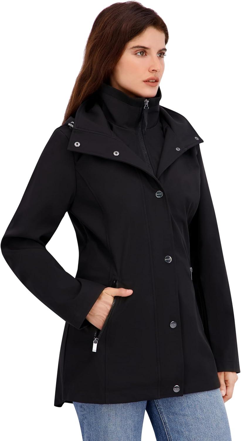 imageNautica Womens Hooded RaincoatBlack