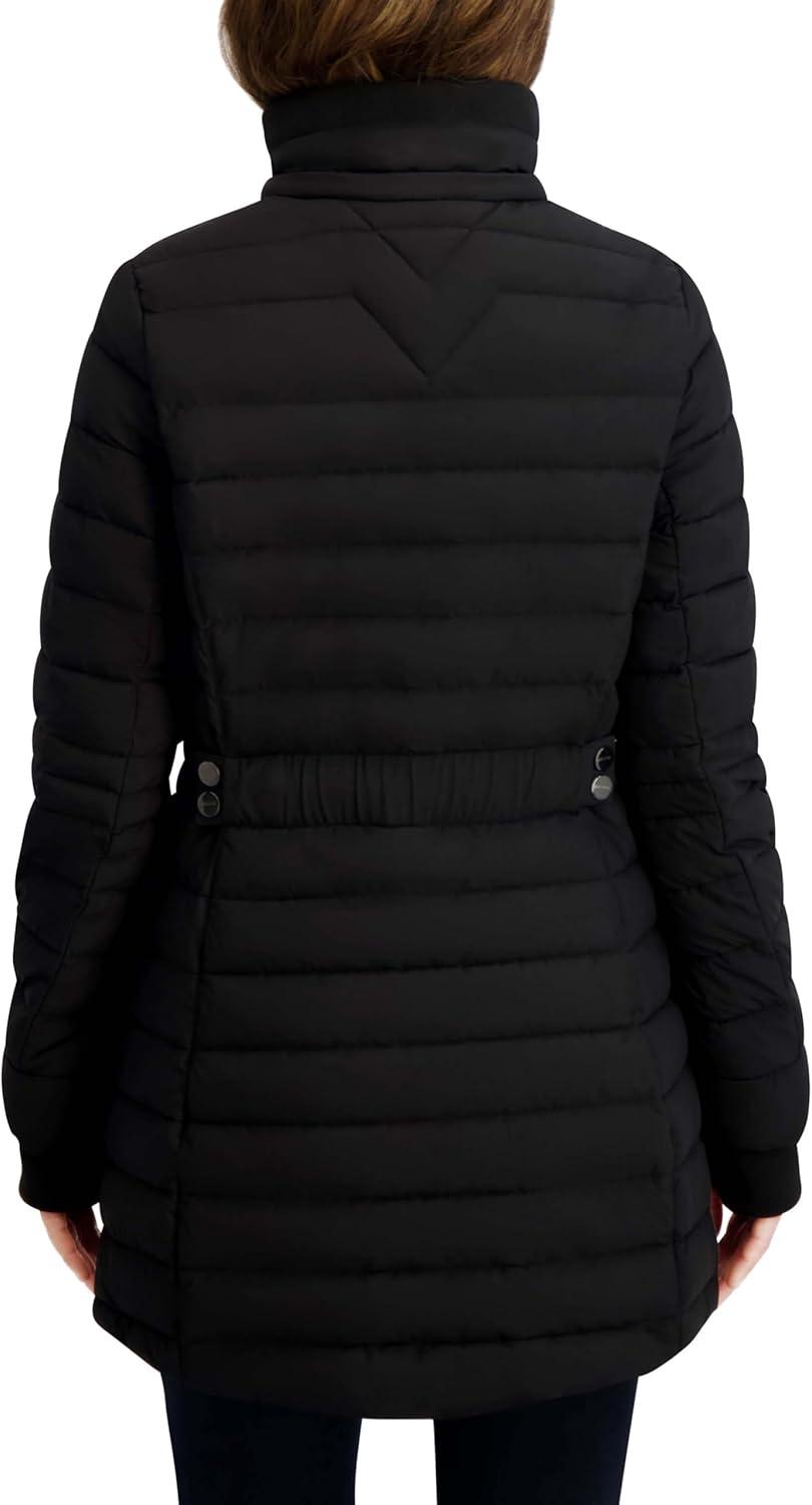 imageNautica Womens Lt Down Jacket with Hood 34 LengthBlack