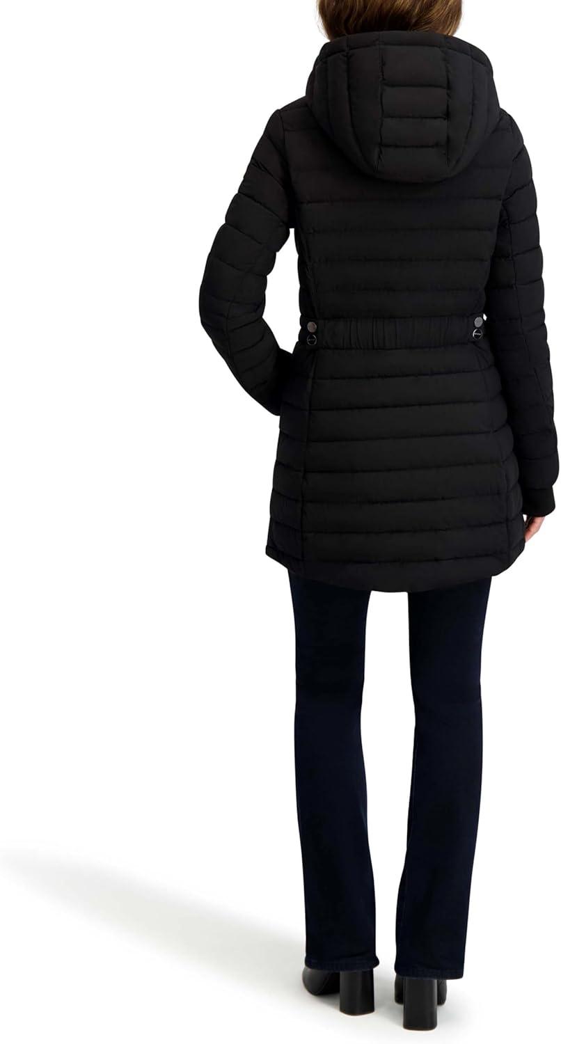 imageNautica Womens Lt Down Jacket with Hood 34 LengthBlack