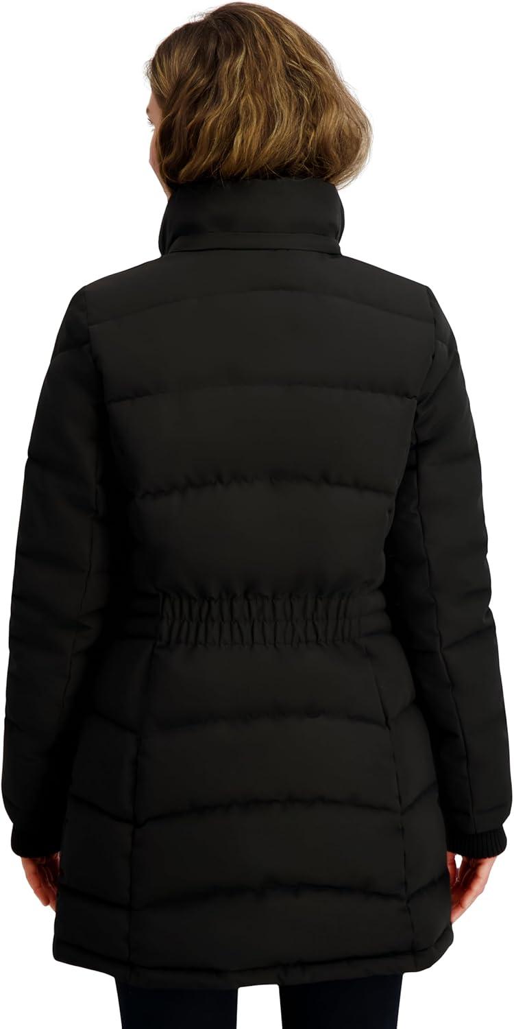 imageNautica Womens Mist Heavyweight Winter Coat Puffer Jacket With Detachable Faux Fur HoodBlack