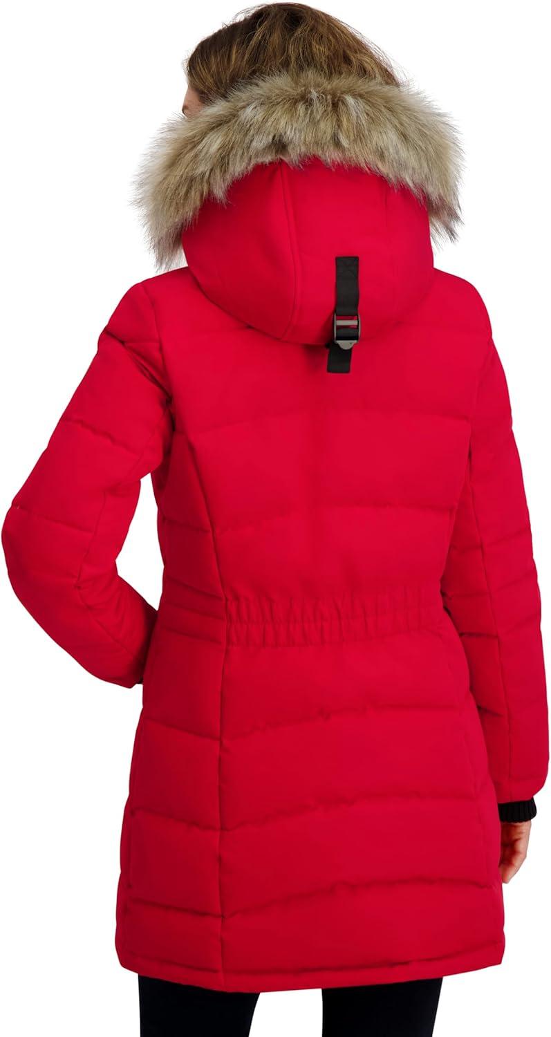 imageNautica Womens Mist Heavyweight Winter Coat Puffer Jacket With Detachable Faux Fur HoodNautica Red