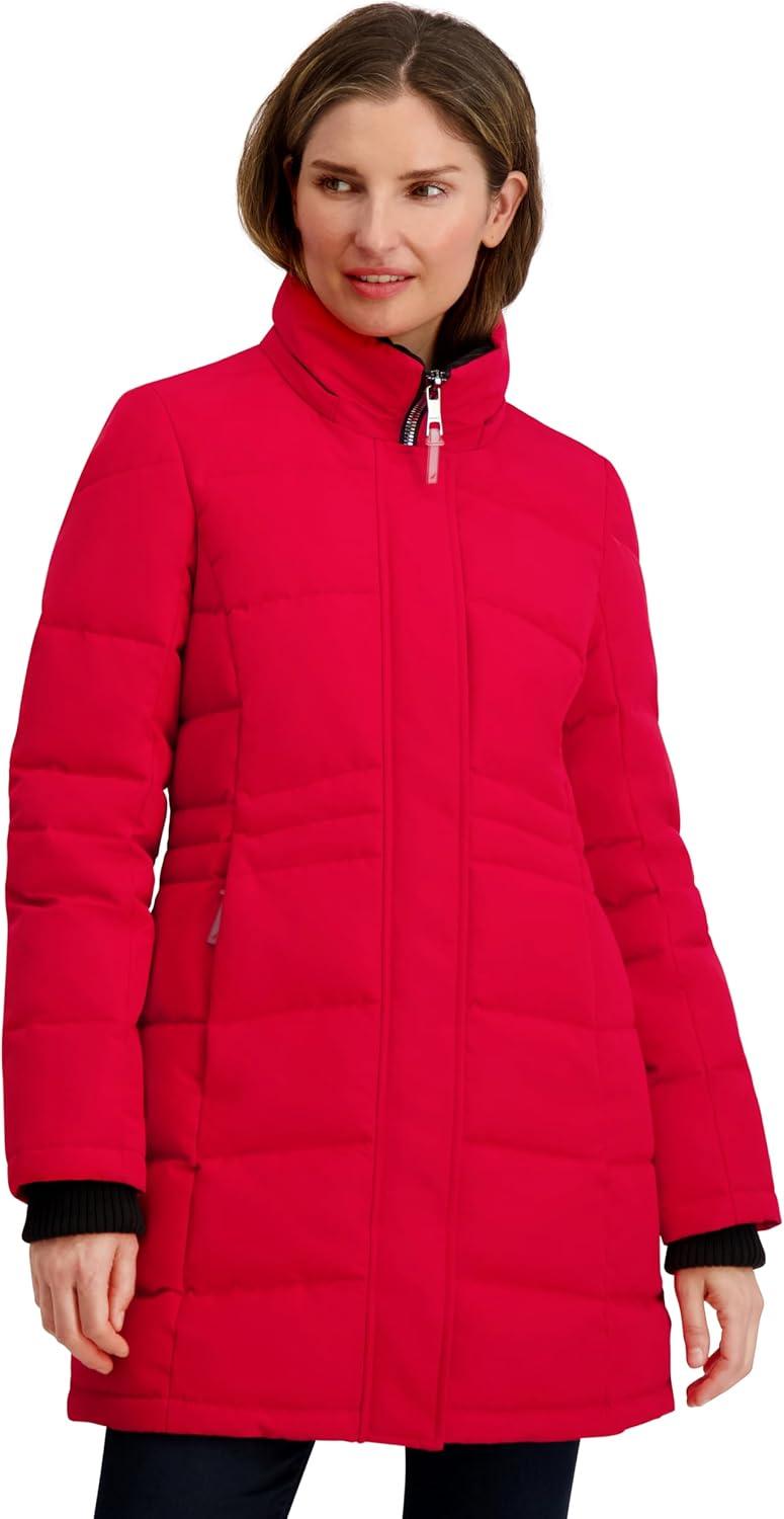 imageNautica Womens Mist Heavyweight Winter Coat Puffer Jacket With Detachable Faux Fur HoodNautica Red