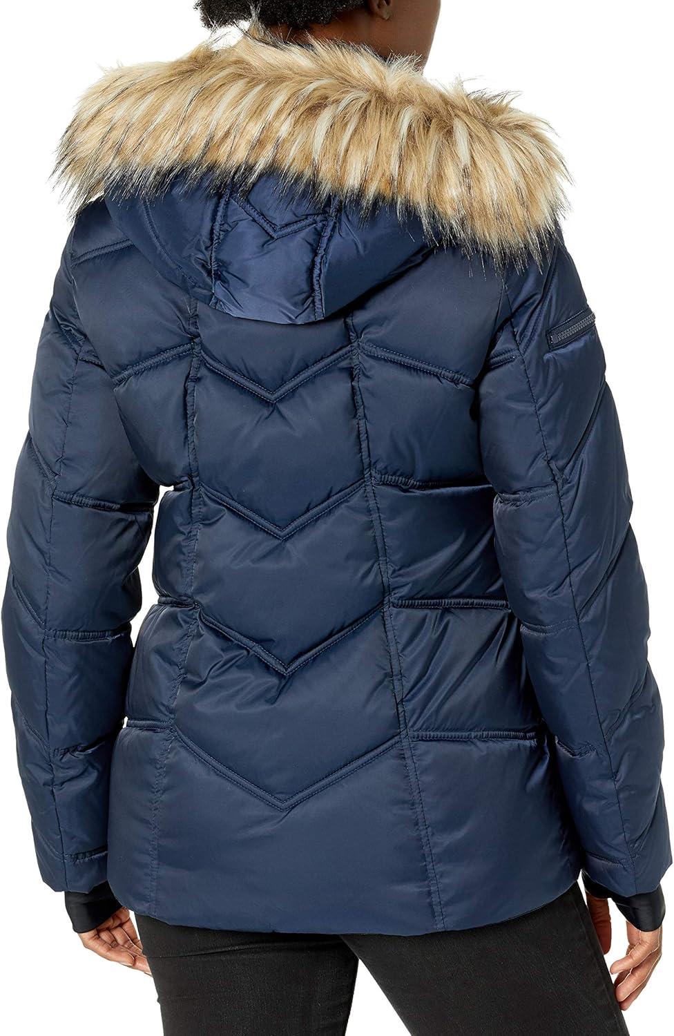 imageNautica Womens Mist Heavyweight Winter Coat Puffer Jacket With Detachable Faux Fur HoodNavy