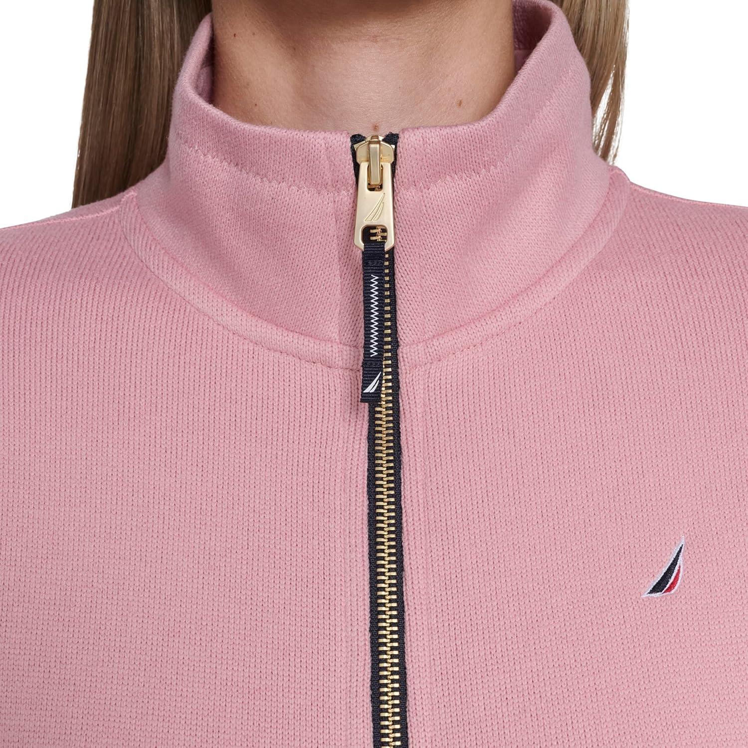 imageNautica Womens Mockneck Zip Up Fleece JacketBridal Rose