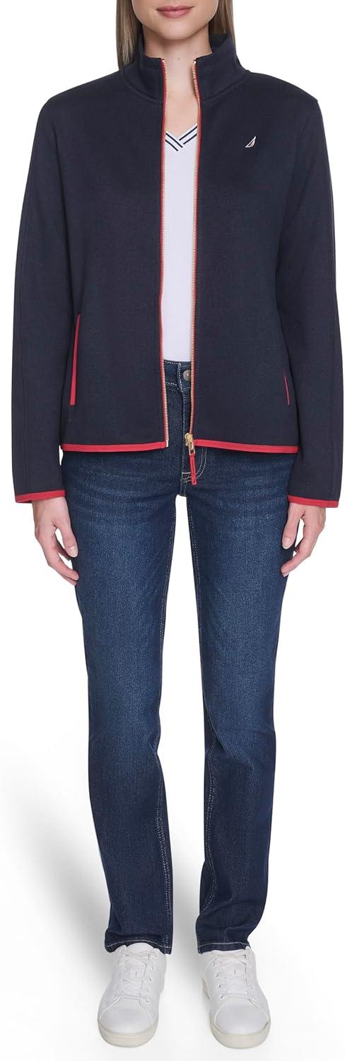 imageNautica Womens Mockneck Zip Up Fleece JacketNight Sky