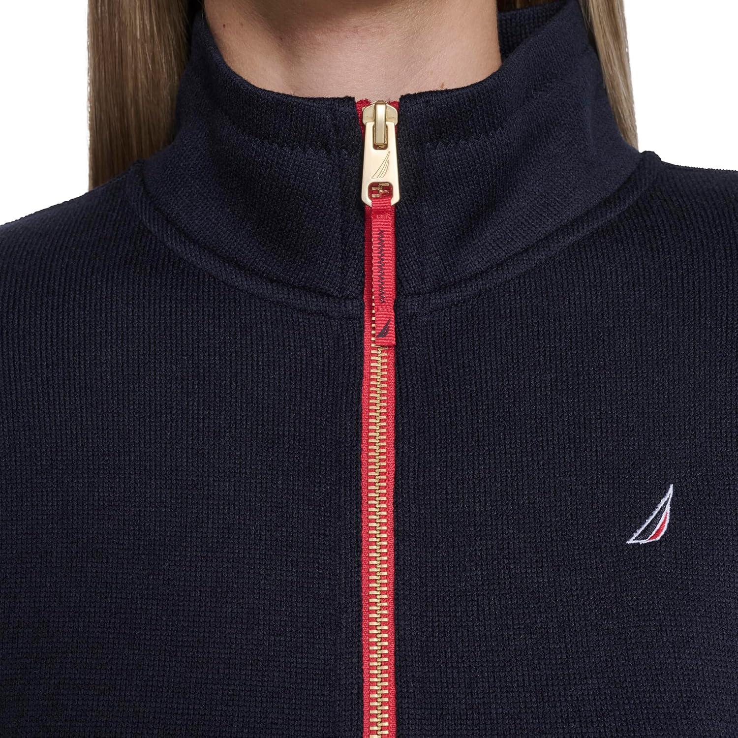 imageNautica Womens Mockneck Zip Up Fleece JacketNight Sky