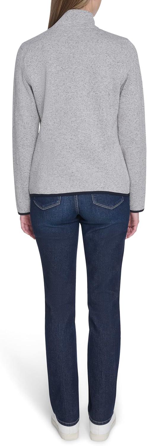 imageNautica Womens Mockneck Zip Up Fleece JacketStorm Heather Grey
