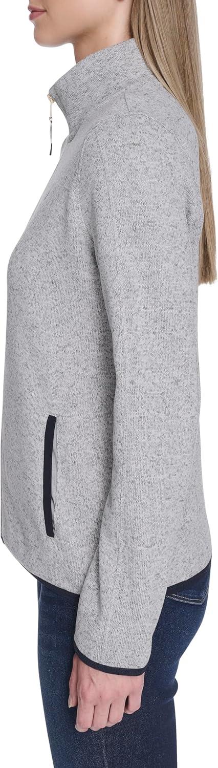 imageNautica Womens Mockneck Zip Up Fleece JacketStorm Heather Grey