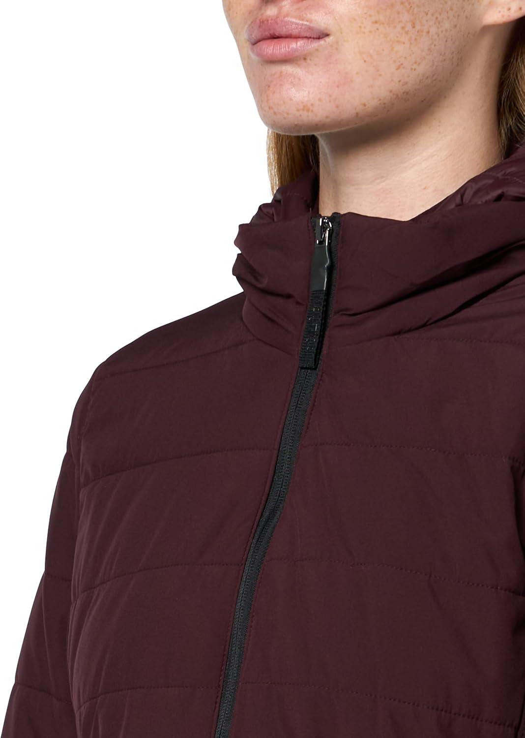 imageNautica Womens Nautica Womens Stretch Hybrid Puffer Jacket Short Winter Coat With BibChianti