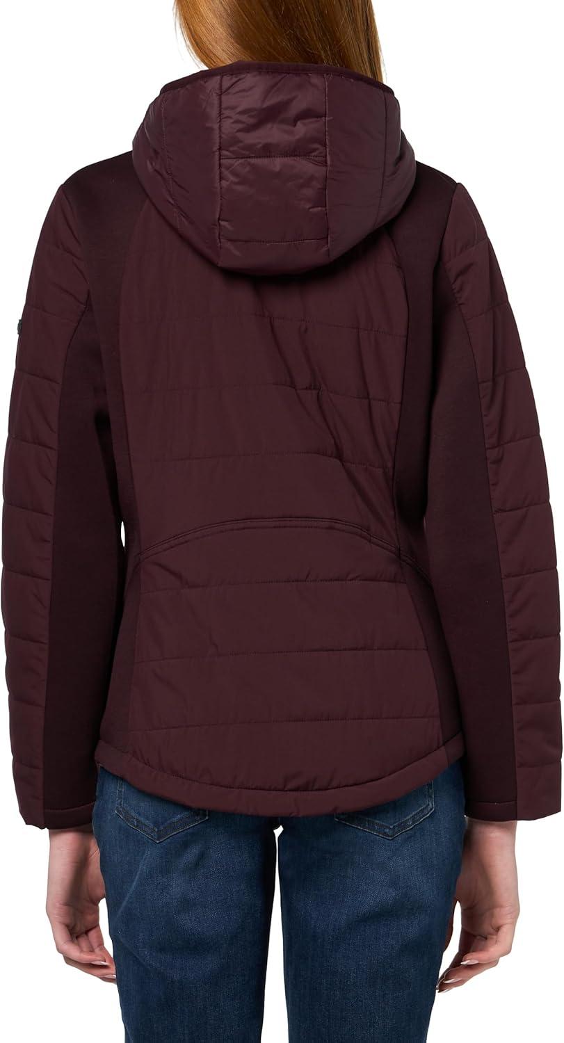 imageNautica Womens Nautica Womens Stretch Hybrid Puffer Jacket Short Winter Coat With BibChianti