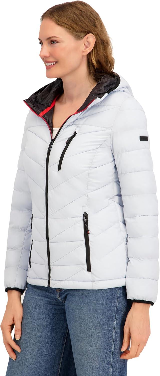 imageNautica Womens Packable Stretch Puffer Jacket Midweight Waterresistant Coat Adjustable HemBlue