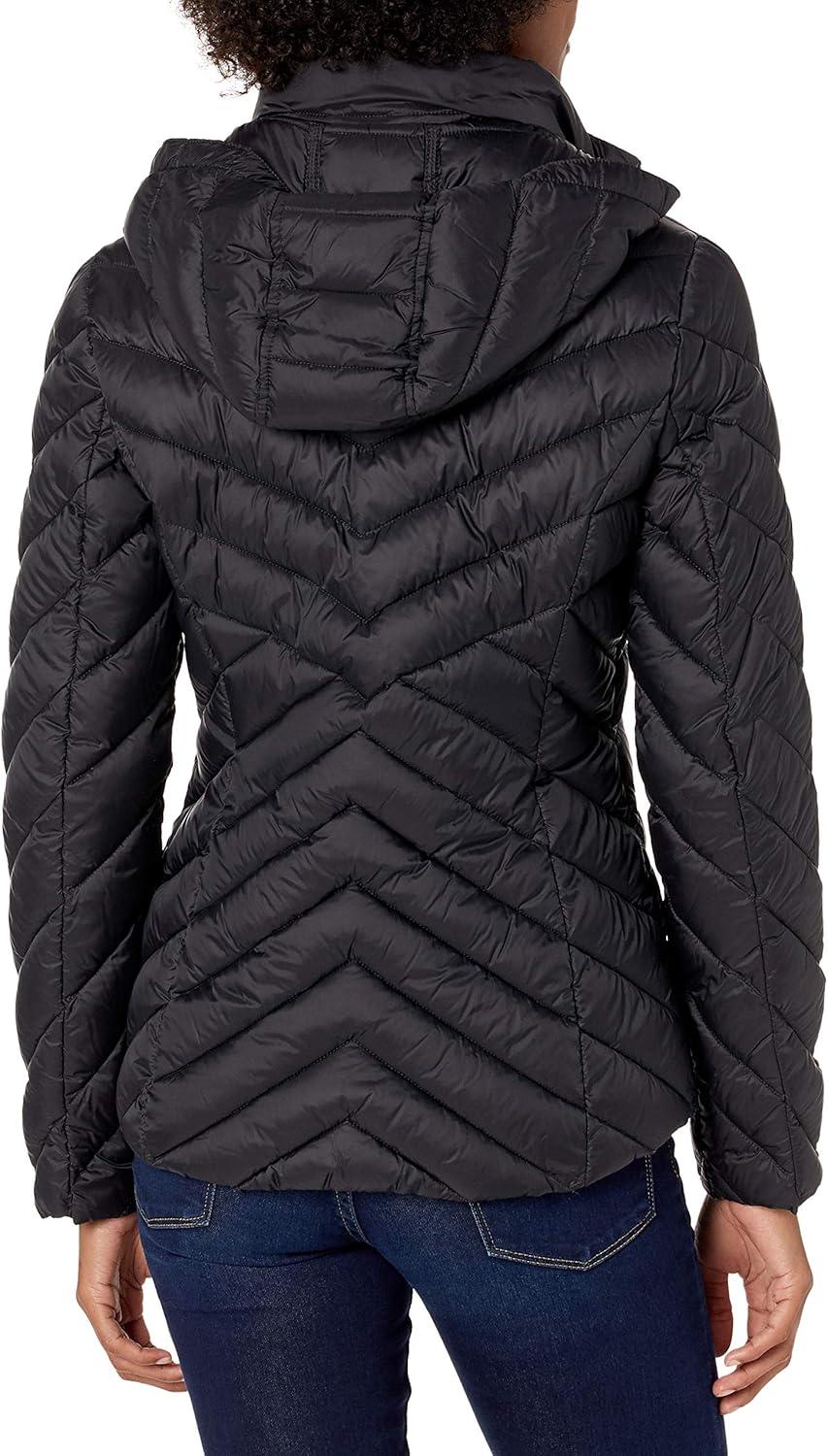 imageNautica Womens Packable Stretch Puffer Jacket Midweight Waterresistant Coat Adjustable HemOnyx