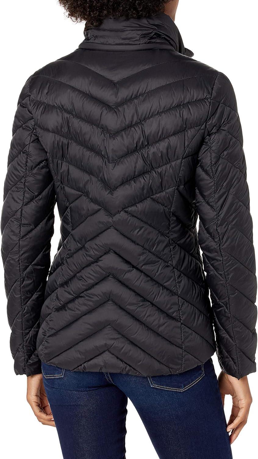 imageNautica Womens Packable Stretch Puffer Jacket Midweight Waterresistant Coat Adjustable HemOnyx