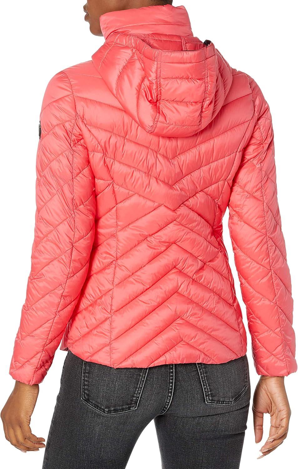 imageNautica Womens Packable Stretch Puffer Jacket Midweight Waterresistant Coat Adjustable HemPink