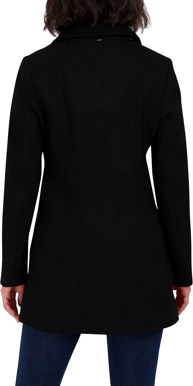 imageNautica Womens Peacoat Wool Blend Double Breasted Winter CoatBlack