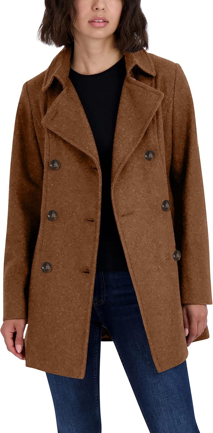 imageNautica Womens Peacoat Wool Blend Double Breasted Winter CoatCamel