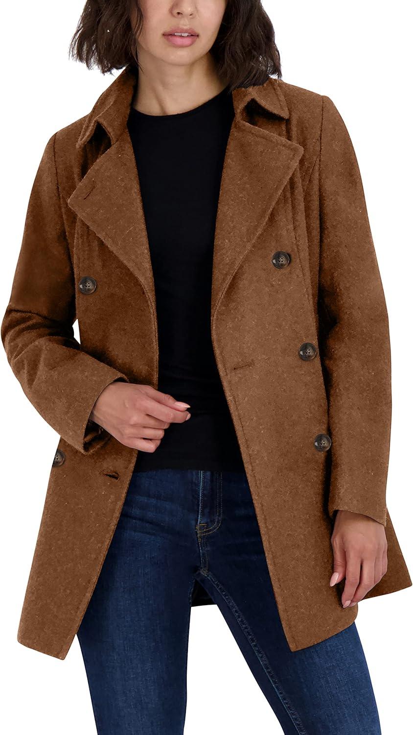 imageNautica Womens Peacoat Wool Blend Double Breasted Winter CoatCamel