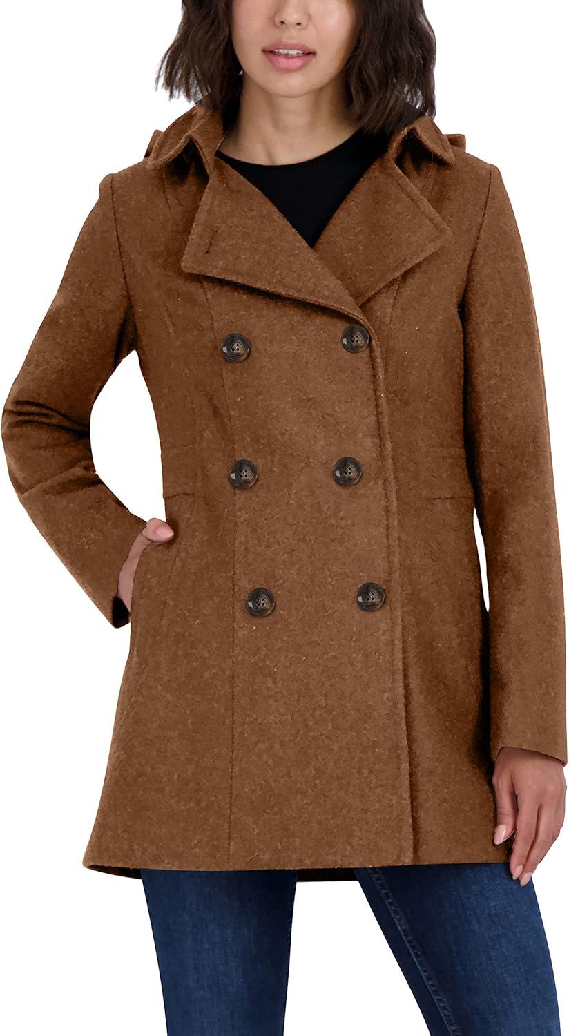 imageNautica Womens Peacoat Wool Blend Double Breasted Winter CoatCamel