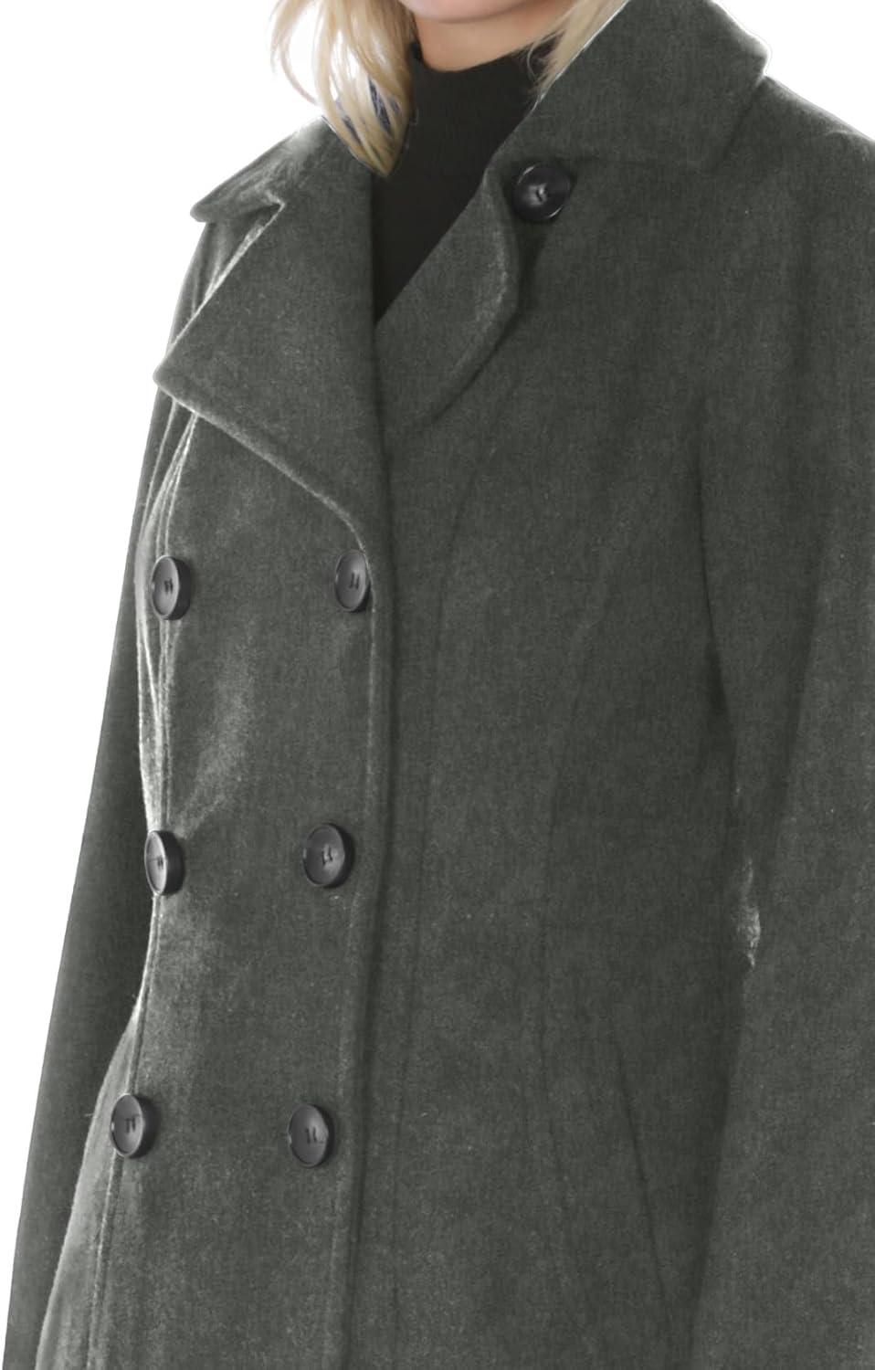 imageNautica Womens Peacoat Wool Blend Double Breasted Winter CoatCharcoal