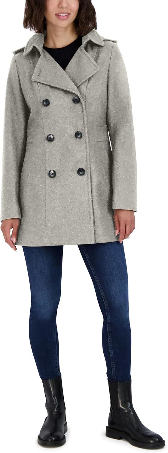 imageNautica Womens Peacoat Wool Blend Double Breasted Winter CoatHeather Grey