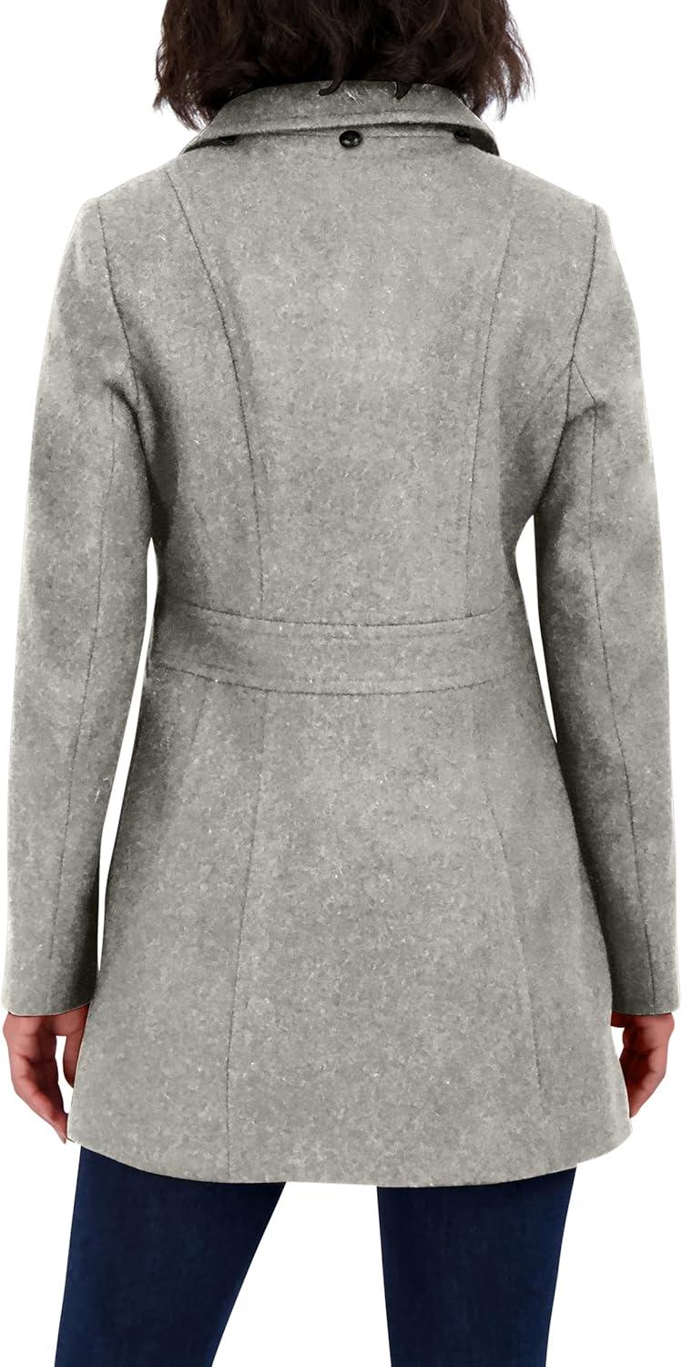 imageNautica Womens Peacoat Wool Blend Double Breasted Winter CoatHeather Grey