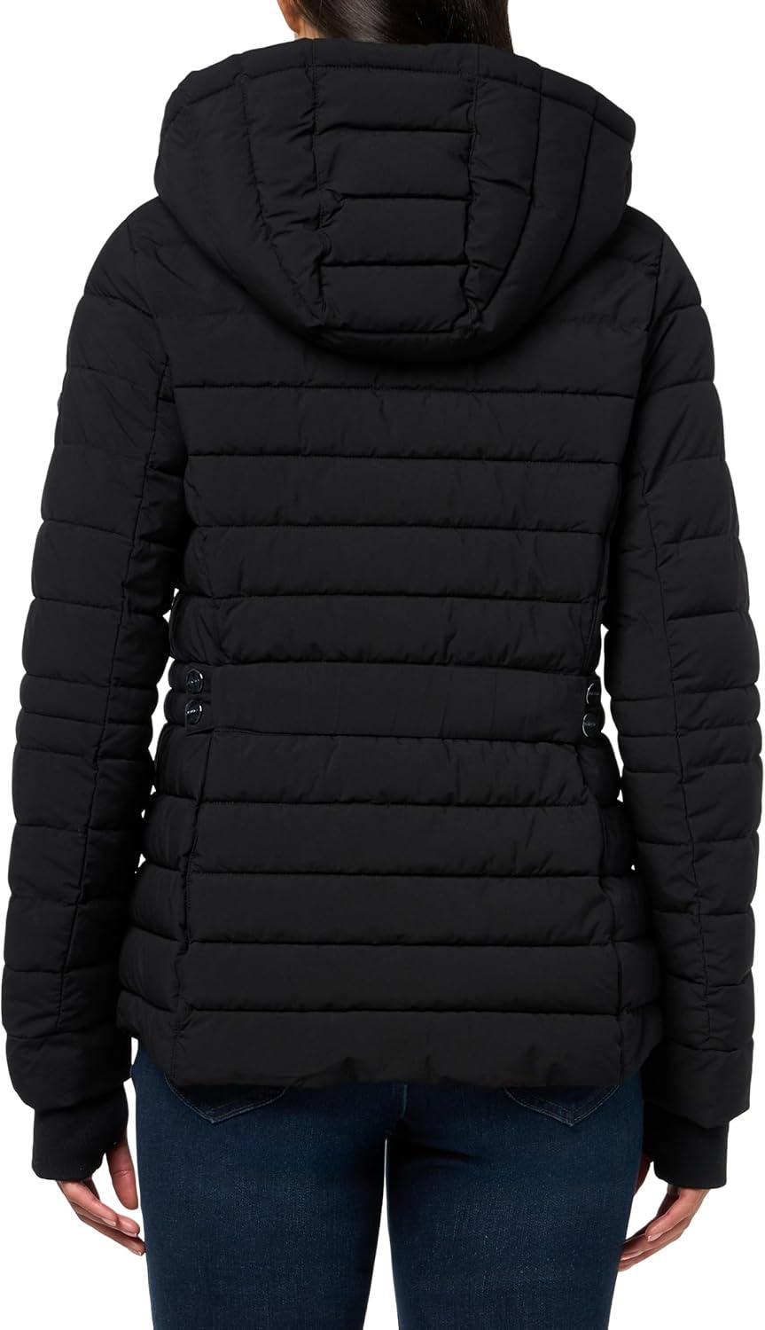 imageNautica Womens Short Puffer Coat with Faur Fur Trim HoodBlack