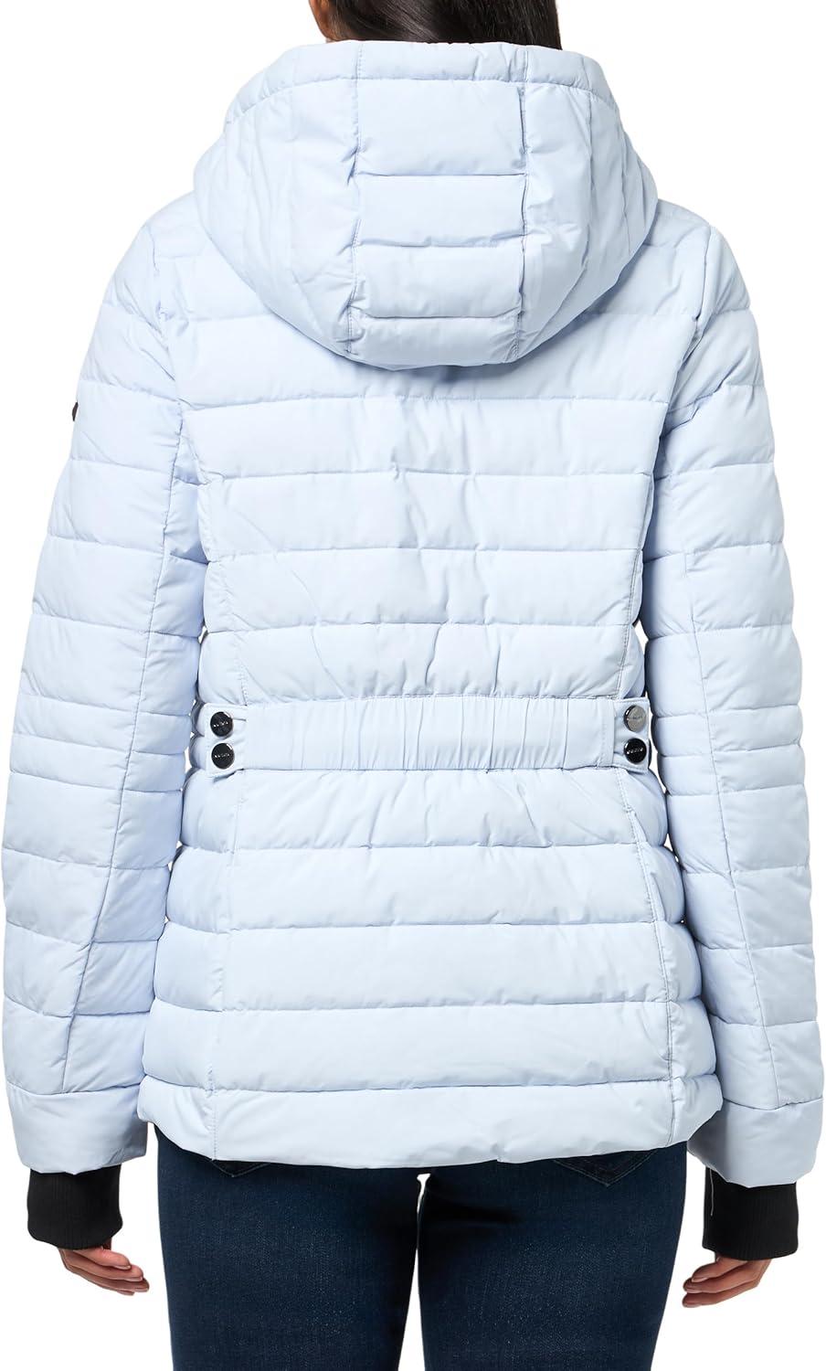 imageNautica Womens Short Puffer Coat with Faur Fur Trim HoodHeather Blue